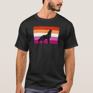 Celestial Wolf Lesbian Pride Flag Tribal Galaxy Ae T-Shirt
