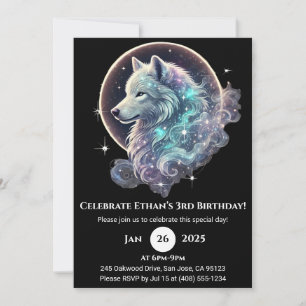 Celestial Wolf Moon Birthday Invitation