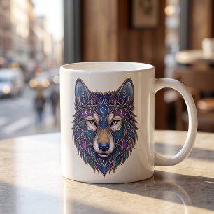 Celestial Wolf Mug Luxury Line Art