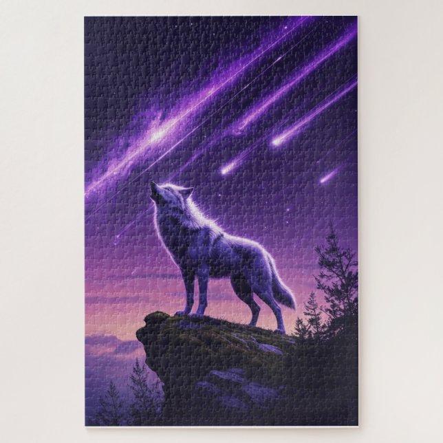 Celestial Wolf – Mystic Howl Puzzle (Vertical)