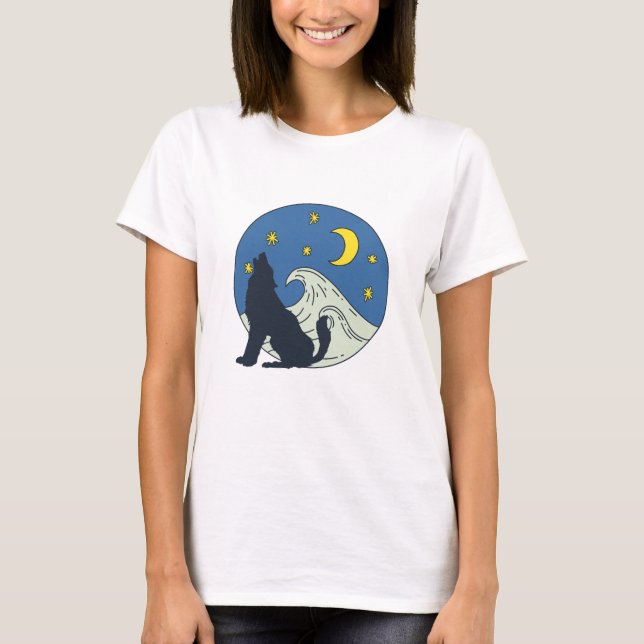 Celestial Wolf Mystical Art  T-Shirt (Front)