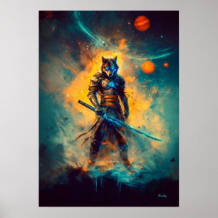 Celestial Wolf Ronin – Guardian of the Cosmic Blad Poster