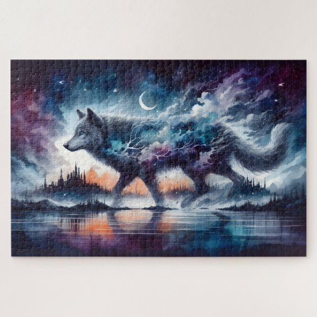 Celestial Wolf Walking Through the Stars Jigsaw Puzzle (Horizontal)