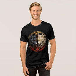 Celestial Wolves – Gold & Fire Spirit Design Tri-Blend Shirt