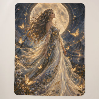 Celestial Woman Golden Butterflies Whimsigoth Sherpa Blanket