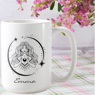 Celestial woman,moon stars,boho,elegant astronomy coffee mug