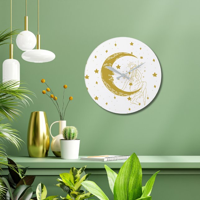 Celestial woman,moon stars,boho,elegant astronomy large clock (Creator Uploaded)