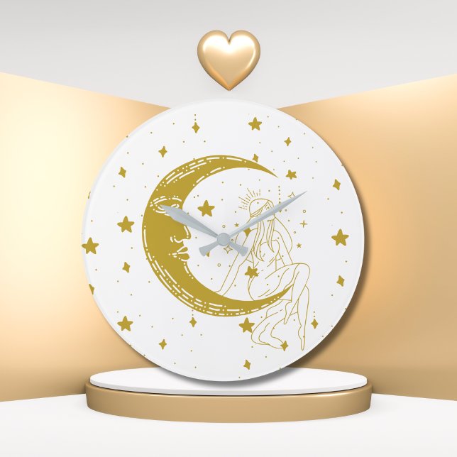 Celestial woman,moon stars,boho,elegant astronomy large clock (Creator Uploaded)