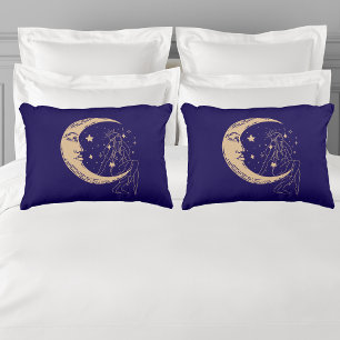 Celestial woman moon & stars,boho,elegant gold decorative cushion