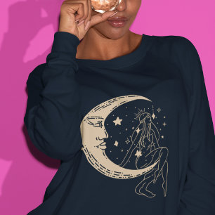 Celestial woman moon & stars,boho,elegant gold sweatshirt