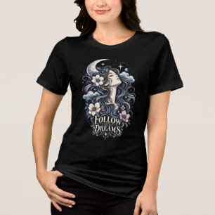 Celestial Woman Vintage Engraving Tri-Blend Shirt