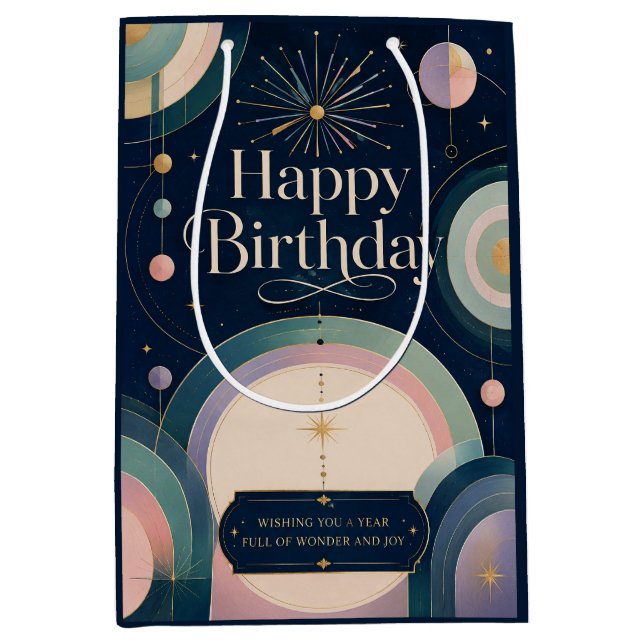 Celestial Wonder Birthday Greeting Medium Gift Bag (Front)