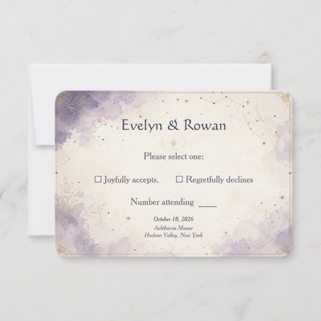 Celestial Written in the Stars RSVP Card (Front)