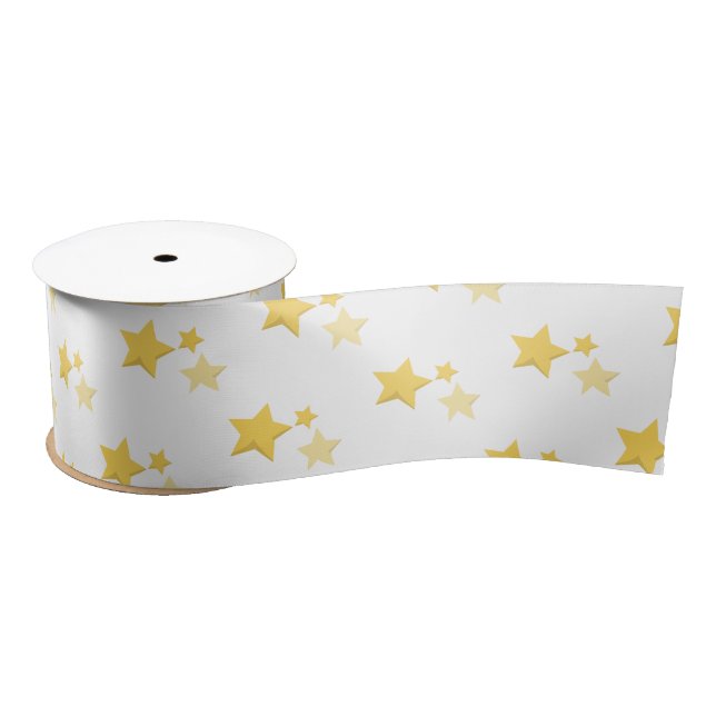 Celestial Yellow Cute Stars Baby Shower Satin Ribbon (Spool)