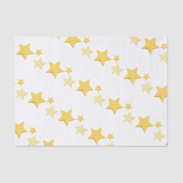 Celestial Yellow Cute Stars Baby Shower Tissue Paper (Front)