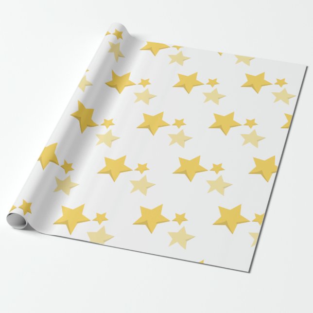 Celestial Yellow Cute Stars Baby Shower Wrapping Paper (Unrolled)