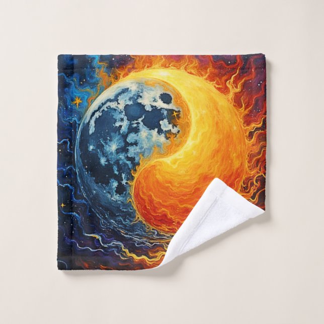 Celestial Yin Yang Art Bath Towel Set (Wash Cloth)