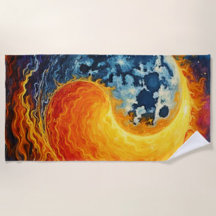 Celestial Yin Yang Art Beach Towel