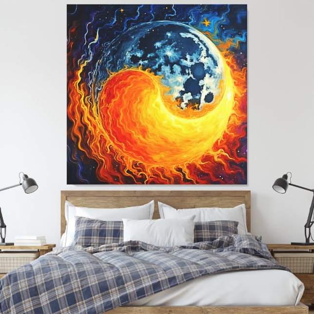 Celestial Yin Yang Art Canvas Print (Insitu(Bedroom))