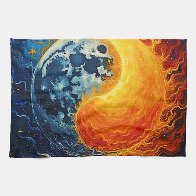 Celestial Yin Yang Art Tea Towel (Horizontal)