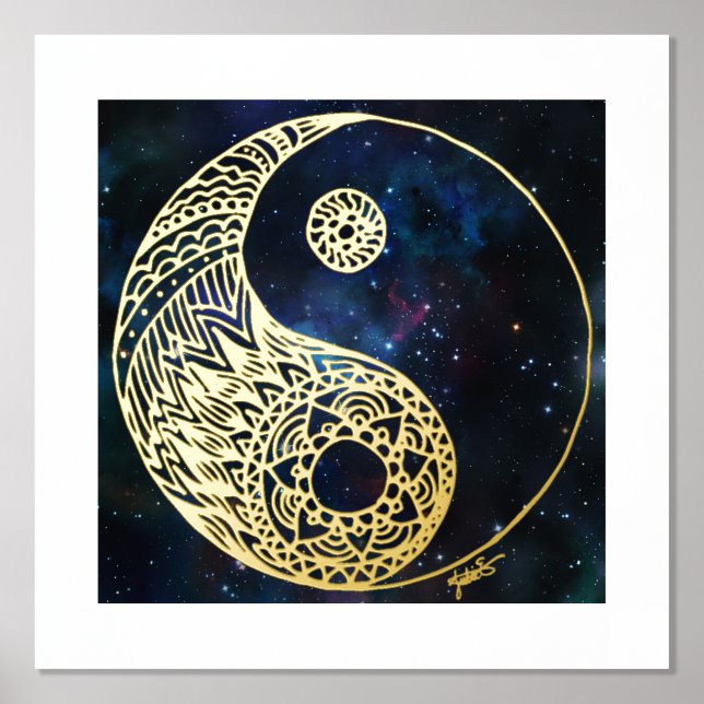 Celestial Yin Yang Gold Foil Art Print (Front)