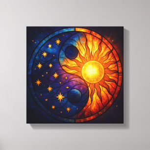 Celestial Yin Yang Stained Glass Art Canvas Print
