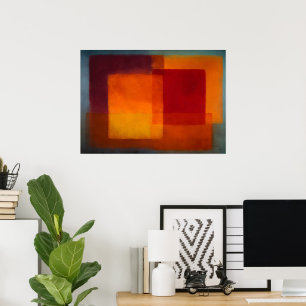 Celestial Zen Crimson Horizon Colour Field Abstrac Poster