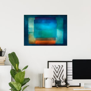 Celestial Zen Tidal Silence Blue Colour Field Abst Poster