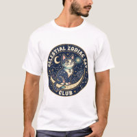 Celestial Zodiac Cat Cute Cat T-Shirt Design - Cel