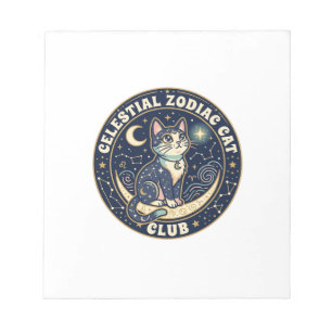 Celestial Zodiac Cat Cute Cat T-Shirt Design - Cel Notepad
