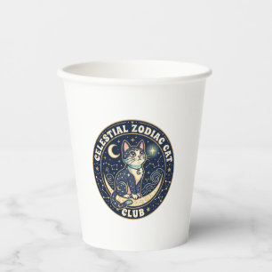 Celestial Zodiac Cat Cute Cat T-Shirt Design - Cel Paper Cups
