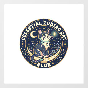 Celestial Zodiac Cat Cute Cat T-Shirt Design - Cel Window Cling