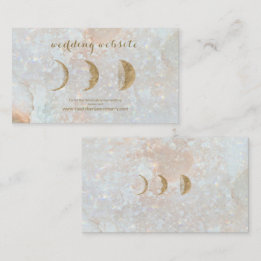 Celestial Zodiac Moon Blue Gold Wedding Website Business Card
