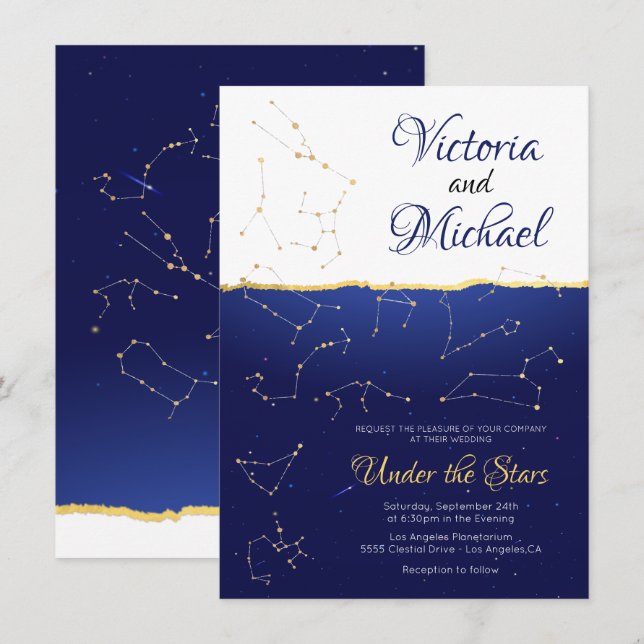Celestial Zodiac Star  Signs Constellation  Invitation (Front/Back)