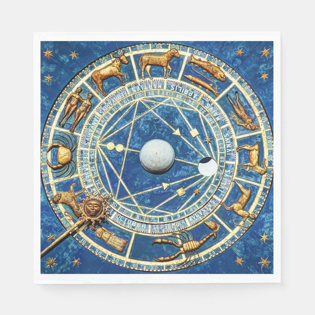 Celestial Zodiac Wheel Horoscope Astrology Signs Napkin (Front)