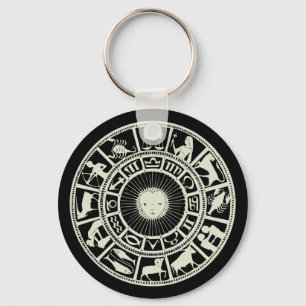 Celestial Zodiac Wheel Key Ring