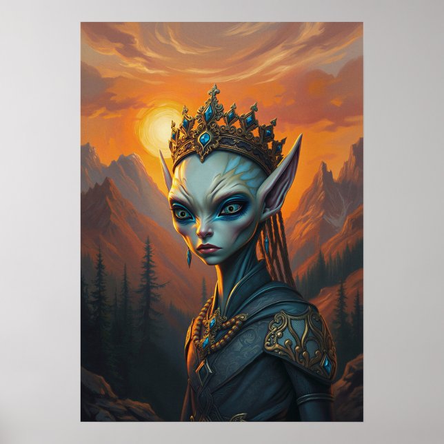 Celestialara Alien Elven Queen - Dark Fantasy  Poster (Front)