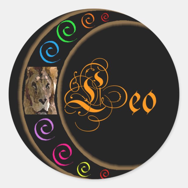 Celestrial Moon Leo Classic Round Sticker (Front)