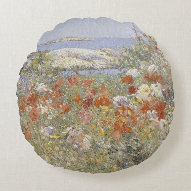 Celia Thaxter's Garden by Frederick Childe Hassam Round Cushion (Front)
