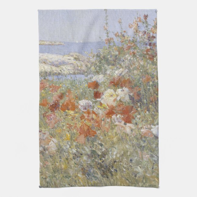 Celia Thaxter's Garden by Frederick Childe Hassam Tea Towel (Vertical)