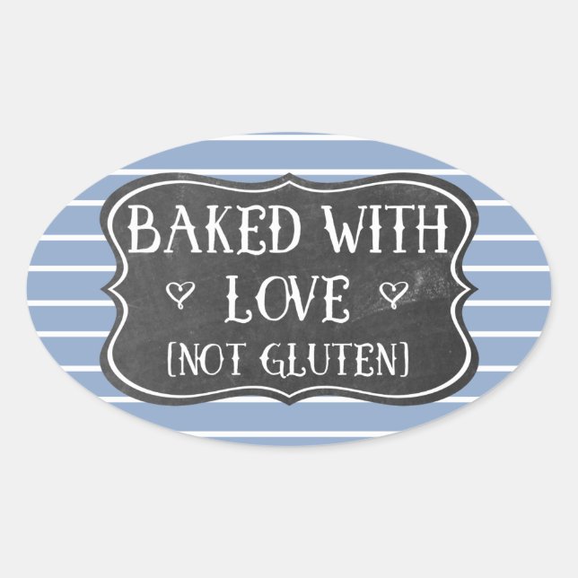 Celiac Baked With Love Not Gluten Chalkboard Oval Sticker (Front)