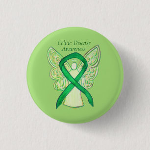 Celiac Disease Awareness Angel Ribbon Art Pin