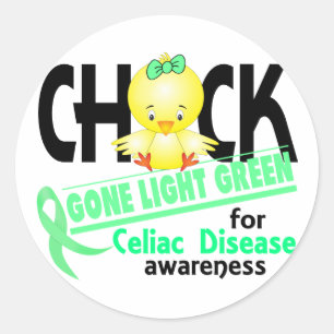 Celiac Disease Chick Gone Light Green 2 Classic Round Sticker