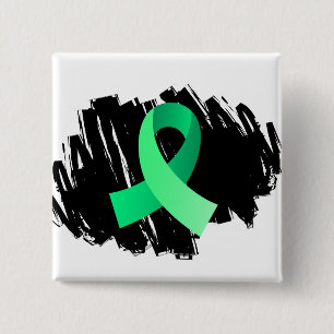 Celiac Disease Light Green Ribbon With Scribble 15 Cm Square Badge