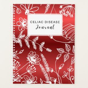 Celiac Disease Monthly Journal - Red Metallic Planner