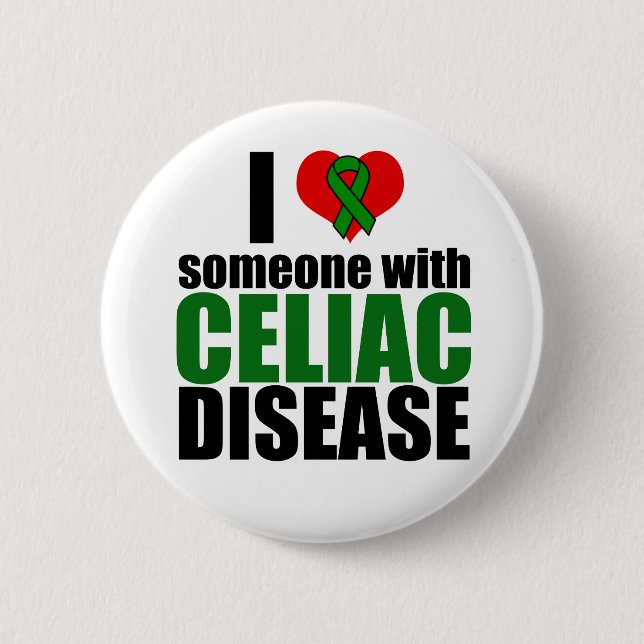 Celiac Disease Support Awareness Love Ribbon 6 Cm Round Badge (Front)