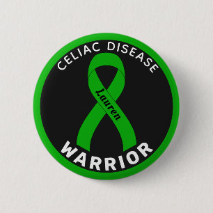Celiac Disease Warrior Ribbon Black Button