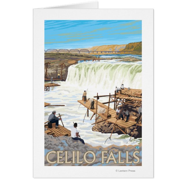 Celilo Falls Fishing Vintage Travel Poster (Front)