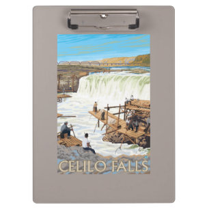 Celilo Falls Fishing Vintage Travel Poster Clipboard