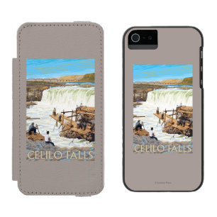 Celilo Falls Fishing Vintage Travel Poster Incipio Watson™ iPhone 5 Wallet Case